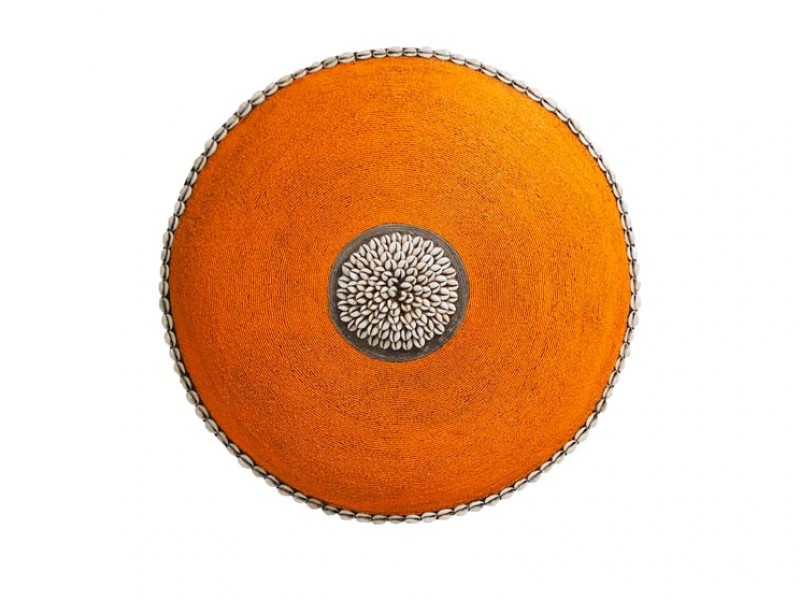 Beaded Shield - Orange with Cowrie Centre Beaded Shield - Orange with Cowrie Centre