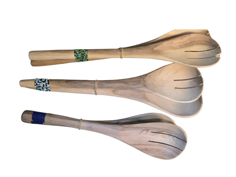Wooden and Bead Serving Spoon