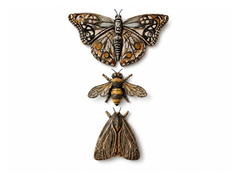 Ceramic Insect Wall Art Set &mdash; Butterfly, Bee & Moth 