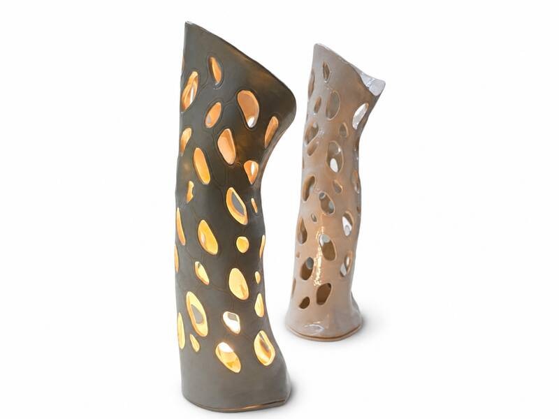 Organic Cutout Ceramic Light Sculpture