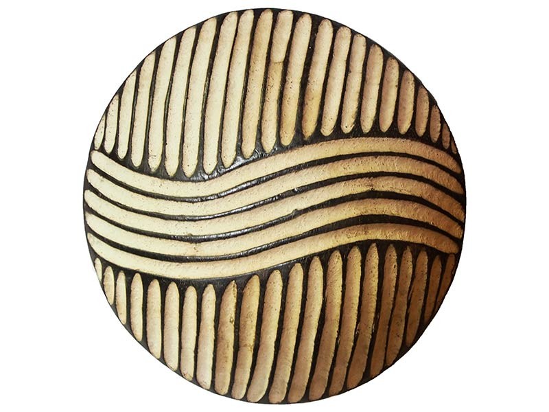 Small Carved Wood Shield - Wave - 3 Small Carved Wood Shield - Wave - 3