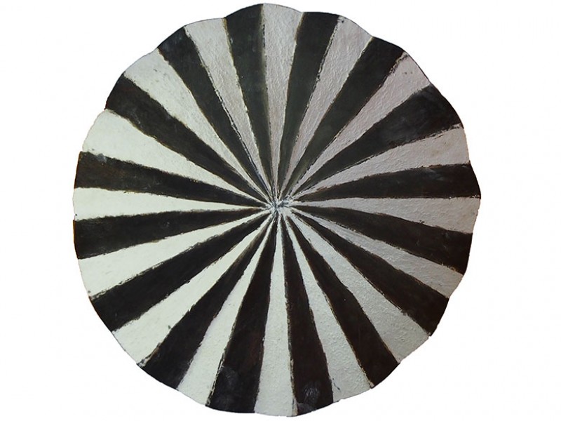 Wooden Carved Shield - White and Black Wooden Carved Shield - White and Black