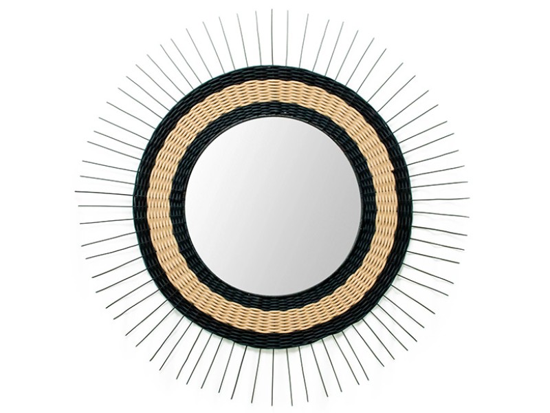 Large Sun Mirror - Natural and Black Large Sun Mirror - Natural and Black