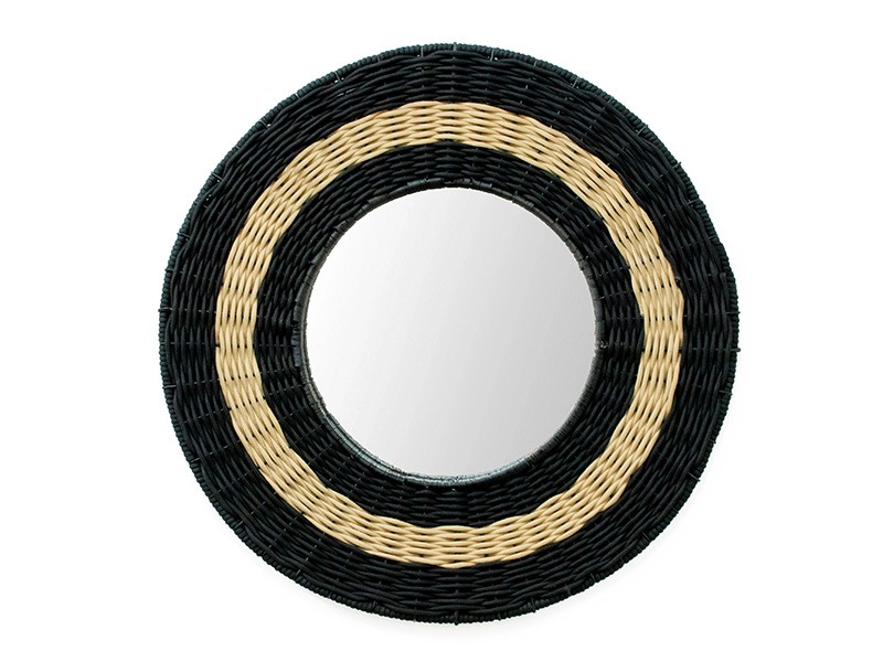 Small Round Mirror - Black and Natural Small Round Mirror - Black and Natural