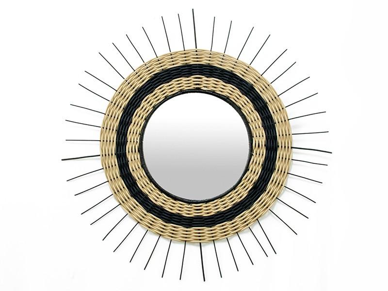 Small Sun Mirror - Natural and Black Small Sun Mirror - Natural and Black