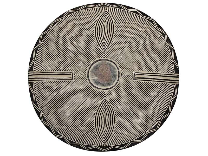 Carved Wood Shield with Leaf shapes - 15 Carved Wood Shield with Leaf shapes - 15