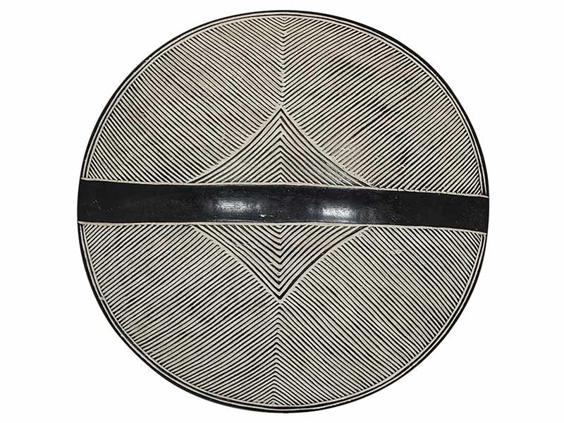 Carved Wood Shield with Panel Center - 13 Carved Wood Shield with Panel Center - 13