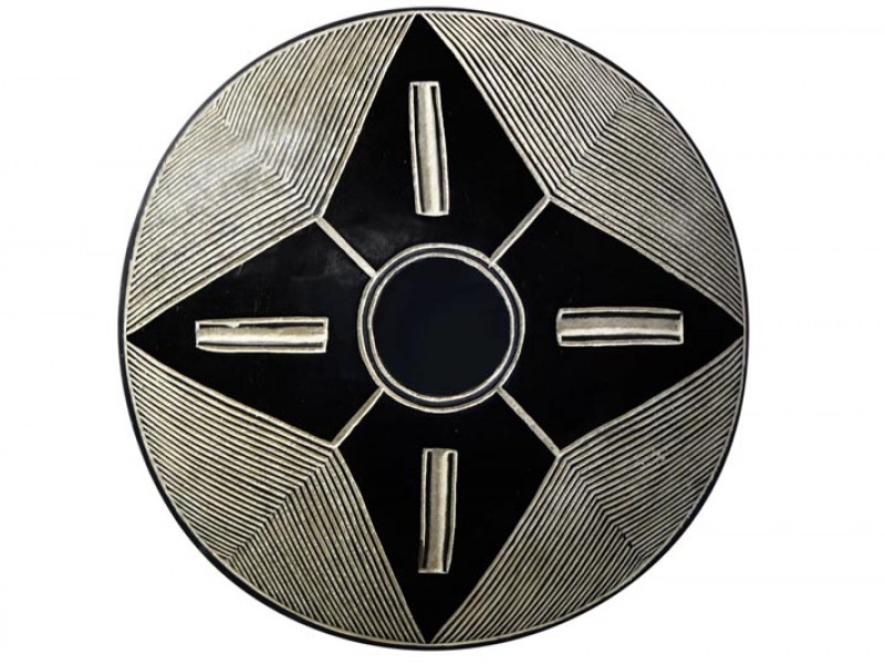 Carved Wood Shield with Star - 12 Carved Wood Shield with Star - 12