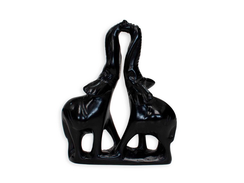 Black Soapstone Elephant Pair Black Soapstone Elephant Pair