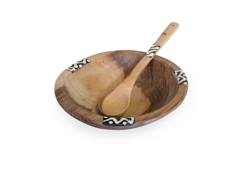 Wooden Bowl with Matching Wooden Teaspoon Wooden Bowl with Matching Wooden Teaspoon