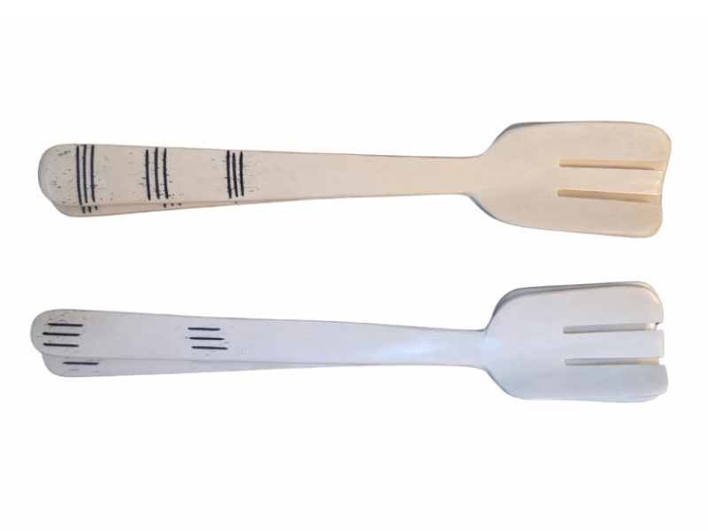 White with black stripe handle