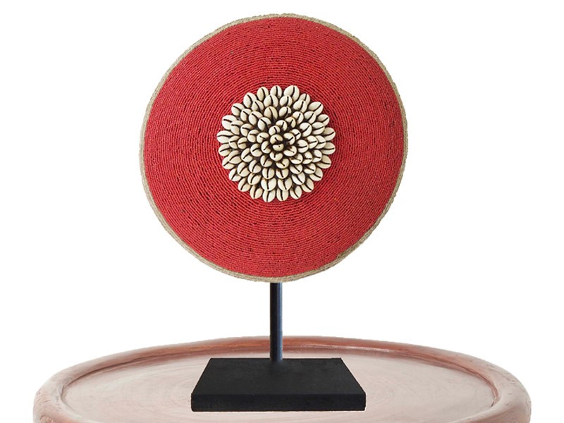 Red Shield on Bamileke Stool Red Shield on Bamileke Stool