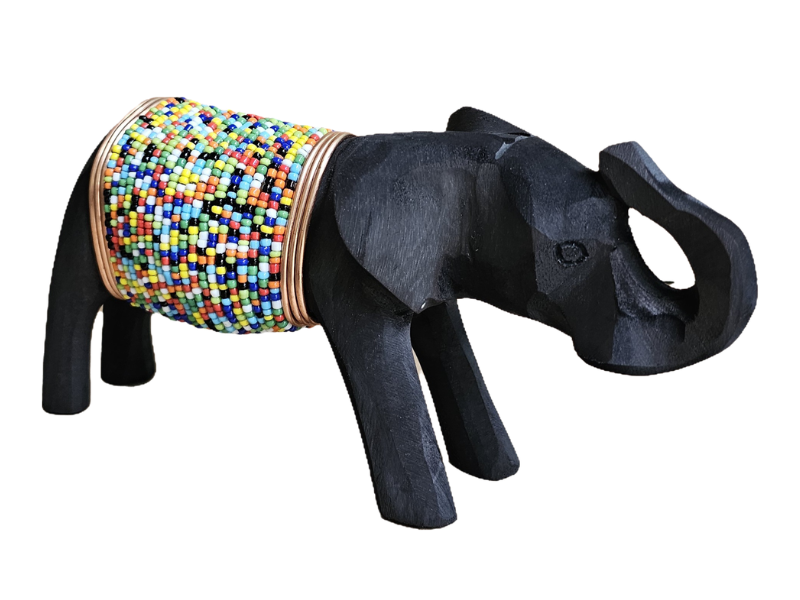 Small Black Elephant with mixed beads