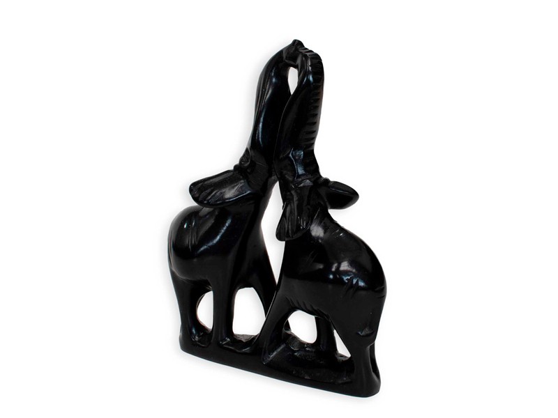 Black Soapstone Elephant Pair | Handcrafted African Décor Black Soapstone Elephant Pair | Handcrafted African Décor