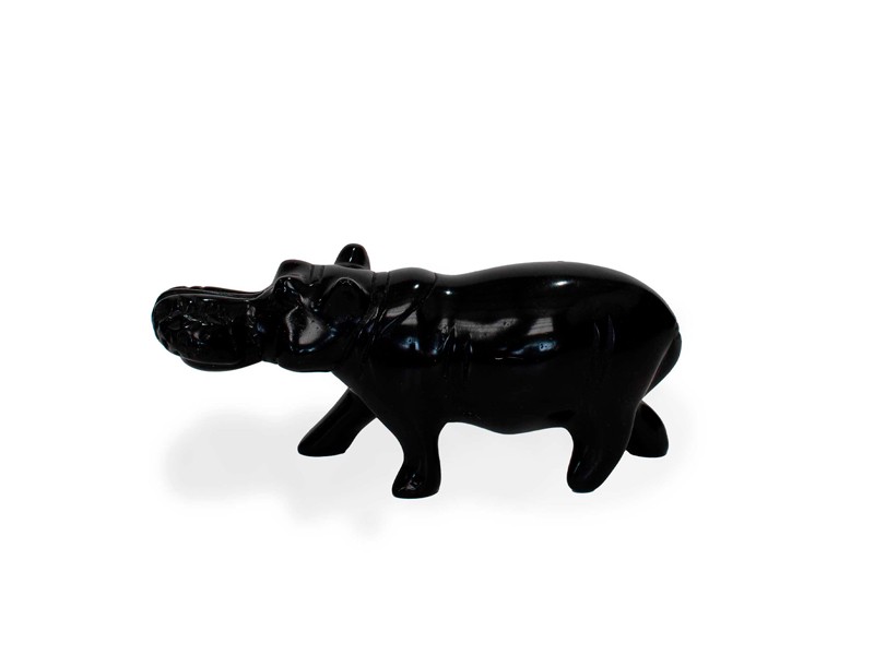 Black Soapstone Hippo | Handcrafted African Art Decor Black Soapstone Hippo | Handcrafted African Art Decor