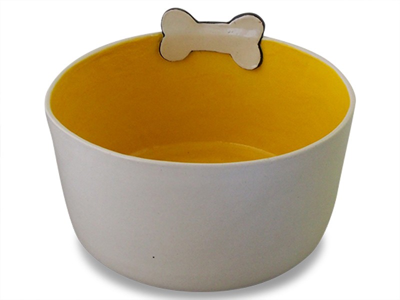 Large Ceramic Dog Bowl - Yellow Large Ceramic Dog Bowl - Yellow