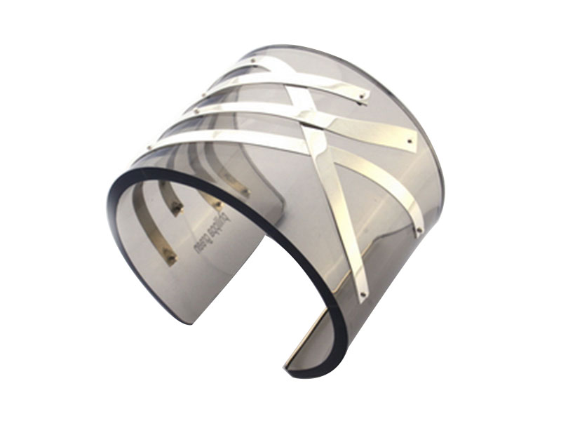 Perspex Cuff With Long Silver Strip Perspex Cuff With Long Silver Strip