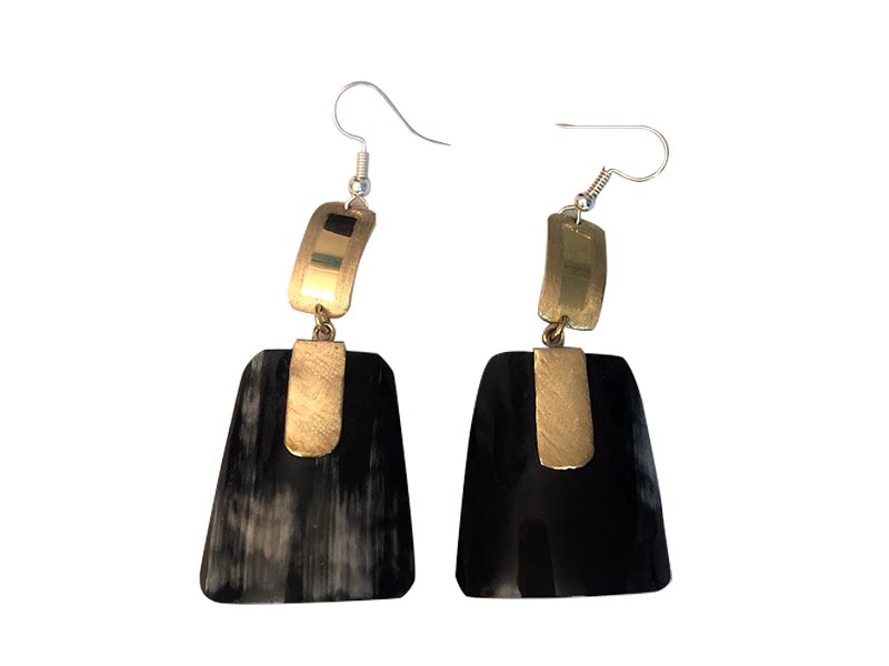 Artistic Rectangle Drop Cow Horn Earrings