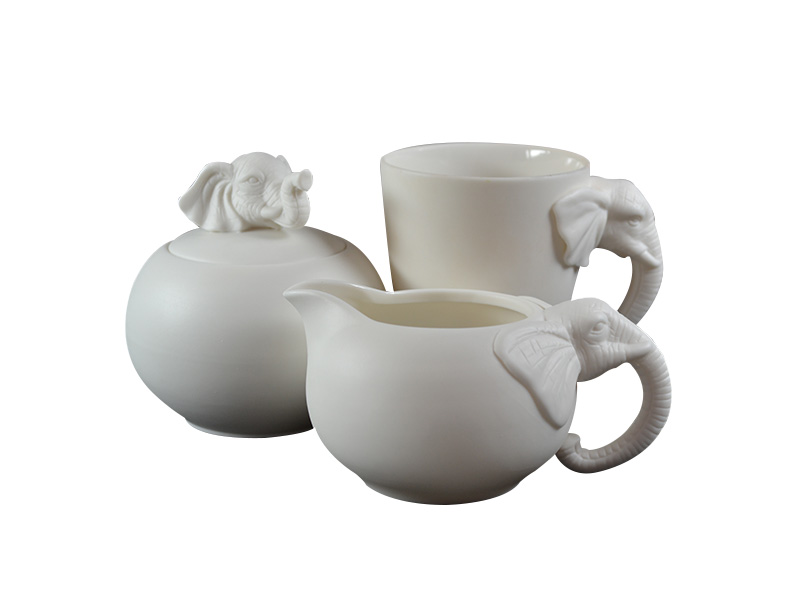 Porcelain Afrique Elephant Creamer And Sugar Bowl Set Porcelain Afrique Elephant Creamer And Sugar Bowl Set